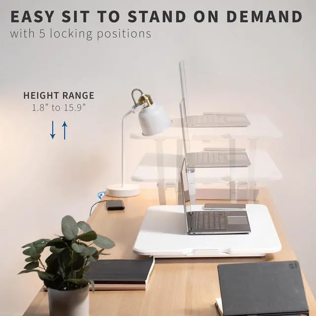 Alt view image 4 of 7 - VIVO White Ultra Slim 26" Desktop Converter, Sit Stand Tabletop Monitor Riser