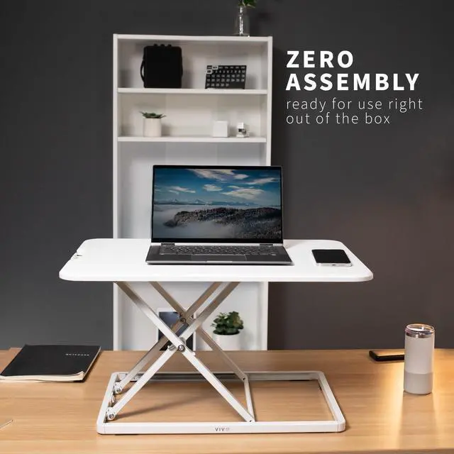 Alt view image 7 of 7 - VIVO White Ultra Slim 26" Desktop Converter, Sit Stand Tabletop Monitor Riser