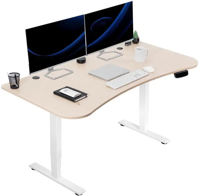 Main image of VIVO Light Wood / White Electric Height Adjustable Stand Up Desk Frame with Top