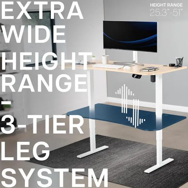 Alt view image 4 of 7 - VIVO Light Wood / White Electric Height Adjustable Stand Up Desk Frame with Top