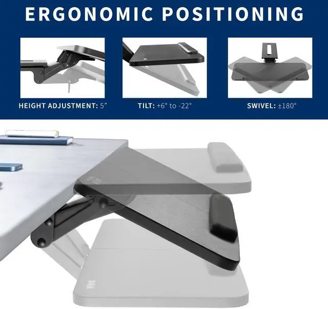 Alt view image 3 of 7 - VIVO Adjustable 34" Computer Keyboard & Mouse Platform Tray Under Desk Mount