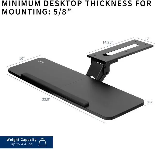 Alt view image 5 of 7 - VIVO Adjustable 34" Computer Keyboard & Mouse Platform Tray Under Desk Mount