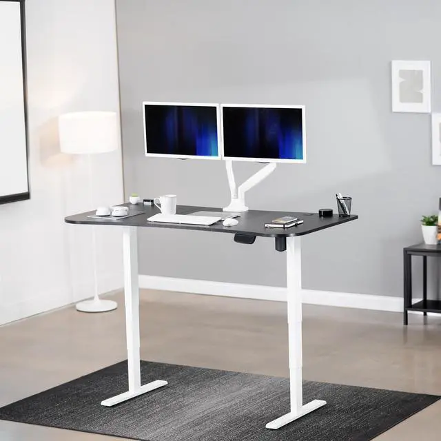 Alt view image 2 of 7 - VIVO Black / White Electric Height Adjustable Stand Up Desk Frame with Top