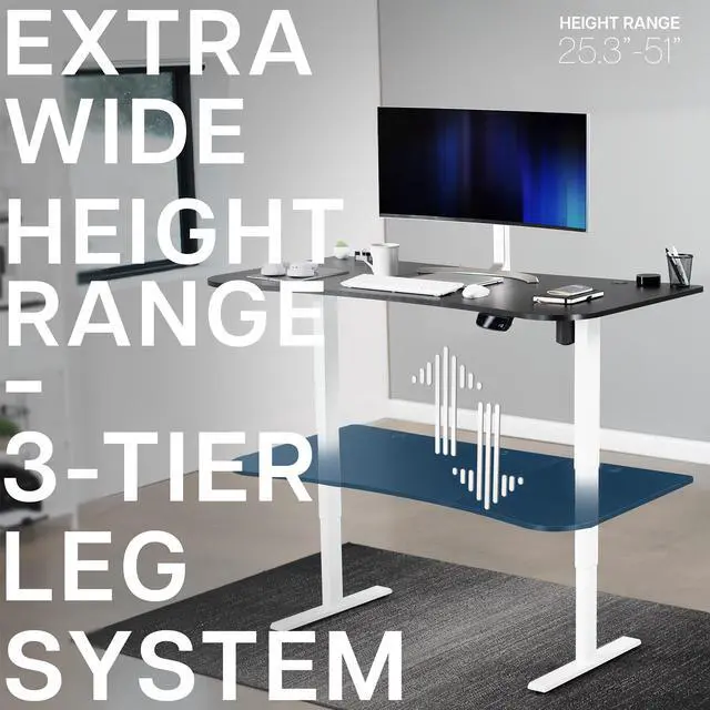 Alt view image 4 of 7 - VIVO Black / White Electric Height Adjustable Stand Up Desk Frame with Top