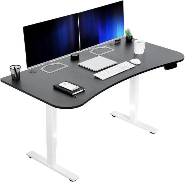 Main image of VIVO Black / White Electric Height Adjustable Stand Up Desk Frame with Top