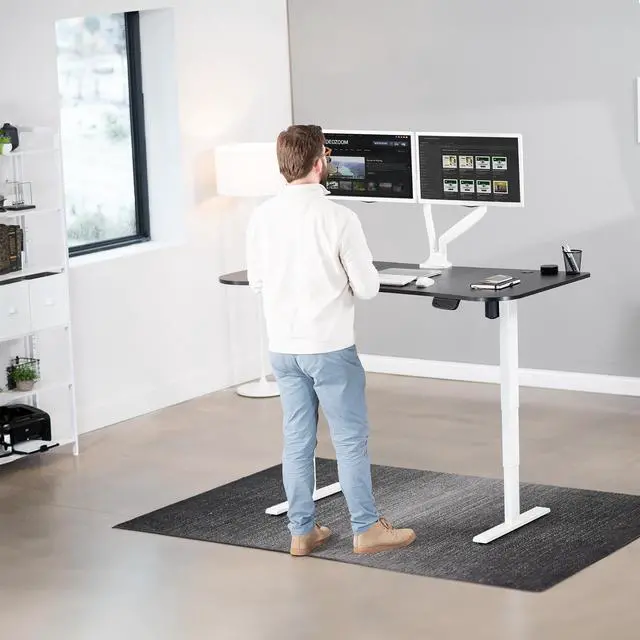 Alt view image 5 of 7 - VIVO Black / White Electric Height Adjustable Stand Up Desk Frame with Top