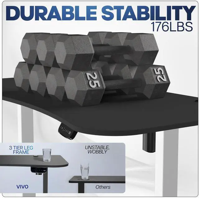 Alt view image 6 of 7 - VIVO Black / White Electric Height Adjustable Stand Up Desk Frame with Top