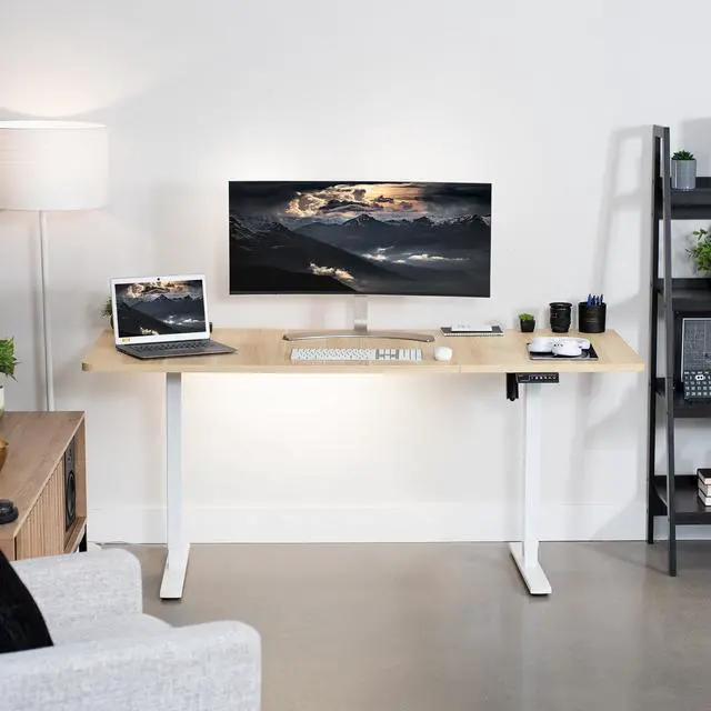 Alt view image 2 of 7 - VIVO White Electric Standing Desk Frame, Single Motor Ergonomic Standing Height Adjustable Base (DESK-V100EWY)