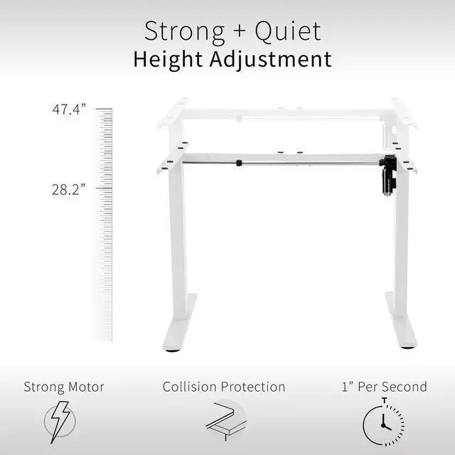 Alt view image 6 of 7 - VIVO White Electric Standing Desk Frame, Single Motor Ergonomic Standing Height Adjustable Base (DESK-V100EWY)