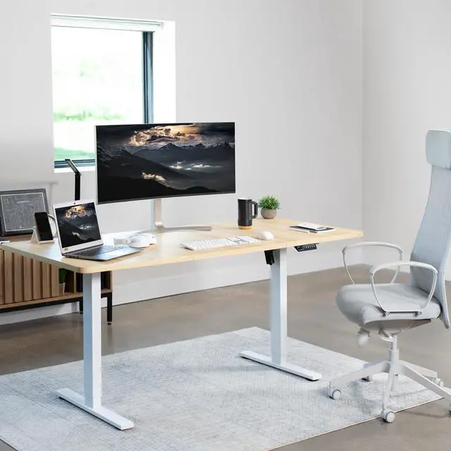 Alt view image 5 of 7 - VIVO White Electric Standing Desk Frame, Single Motor Ergonomic Standing Height Adjustable Base (DESK-V100EWY)