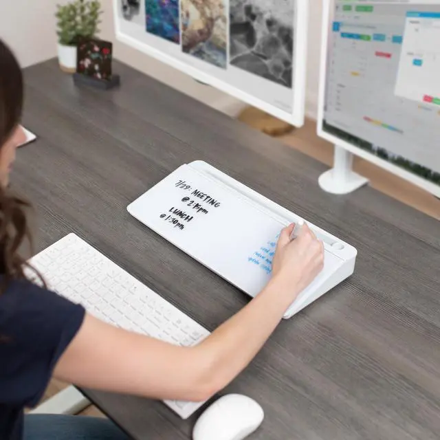 Alt view image 2 of 7 - VIVO Desktop Dry Erase Board with Hidden Storage, 16" x 7" Glass Whiteboard
