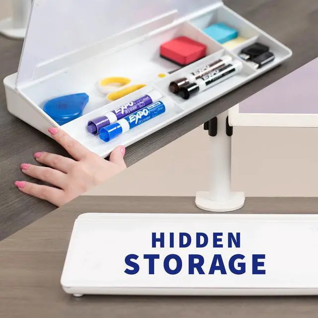 Alt view image 5 of 7 - VIVO Desktop Dry Erase Board with Hidden Storage, 16" x 7" Glass Whiteboard
