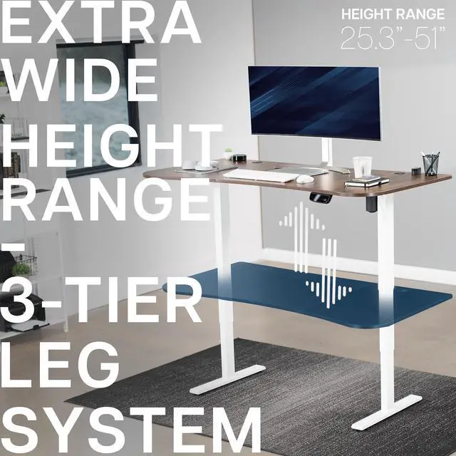 Alt view image 4 of 7 - VIVO Vintage Brown / White Electric Height Adjustable Stand Up Desk Frame w/ Top