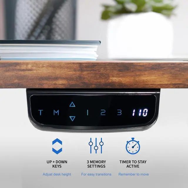 Alt view image 7 of 7 - VIVO Vintage Brown / White Electric Height Adjustable Stand Up Desk Frame w/ Top