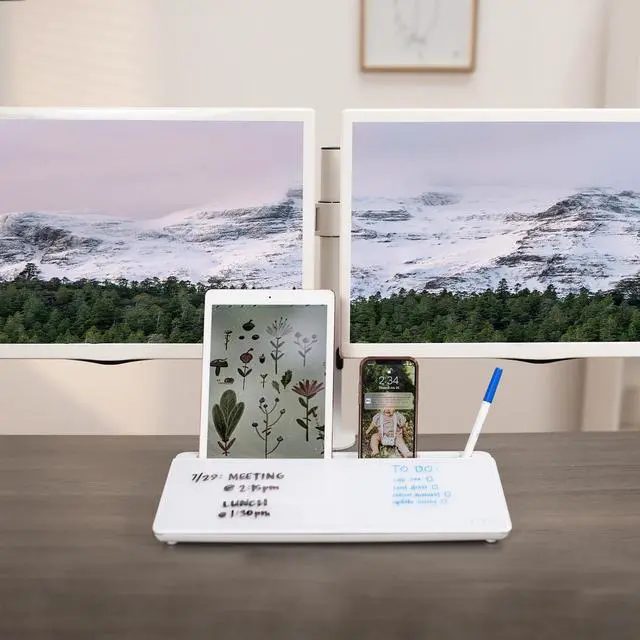 Alt view image 7 of 7 - VIVO Desktop Dry Erase Board with Hidden Storage, 16" x 7" Glass Whiteboard
