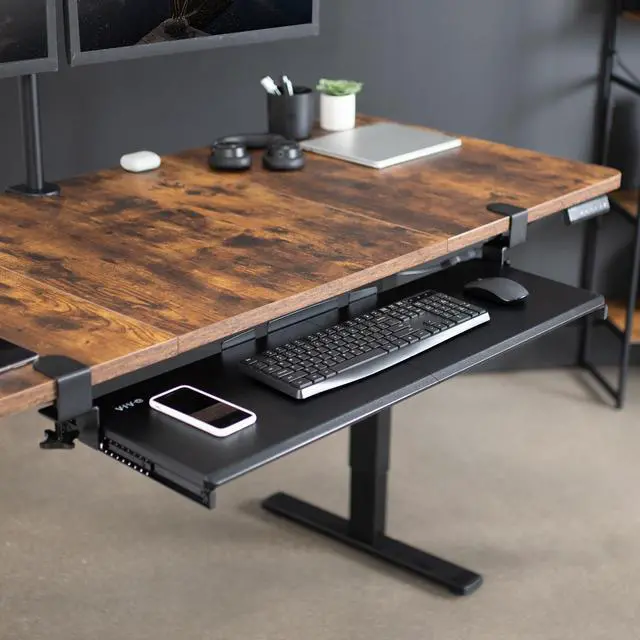 Alt view image 2 of 7 - VIVO Black Extra Long Clamp-on Computer Keyboard & Mouse Under Desk Slider Tray, 34" x 11" Platform Drawer, MOUNT-KB15EB