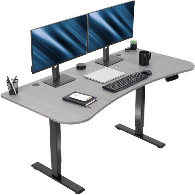 Main image of VIVO Electric 63 x 32 Height Adjustable Stand Up Desk with Dark Gray Table Top, Black Frame, DESK-KIT-2EBG