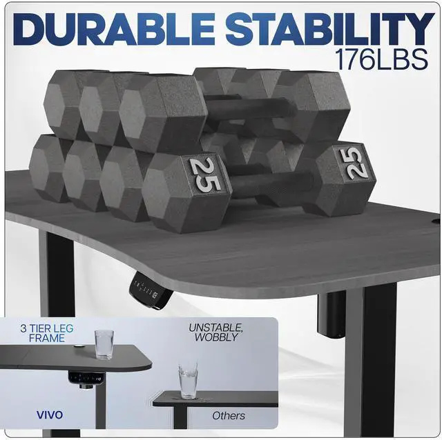 Alt view image 5 of 7 - VIVO Electric 63 x 32 Height Adjustable Stand Up Desk with Dark Gray Table Top, Black Frame, DESK-KIT-2EBG