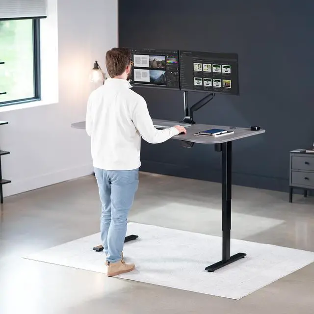 Alt view image 6 of 7 - VIVO Electric 63 x 32 Height Adjustable Stand Up Desk with Dark Gray Table Top, Black Frame, DESK-KIT-2EBG