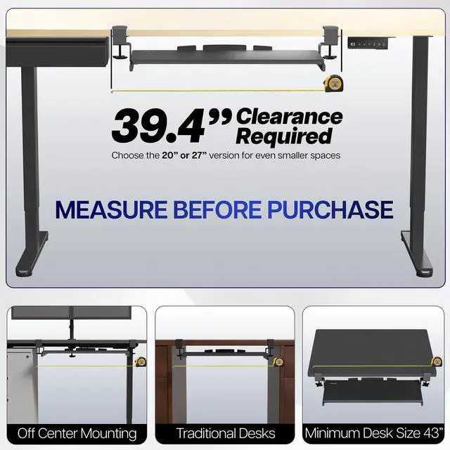 Alt view image 4 of 7 - VIVO Black Extra Long Clamp-on Computer Keyboard & Mouse Under Desk Slider Tray, 34" x 11" Platform Drawer, MOUNT-KB15EB