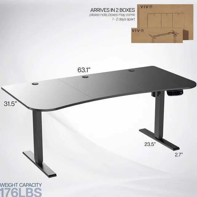 Alt view image 3 of 7 - VIVO Electric 63 x 32 Height Adjustable Stand Up Desk with Black Carbon Fiber Table Top, Black Frame, DESK-KIT-2EBR