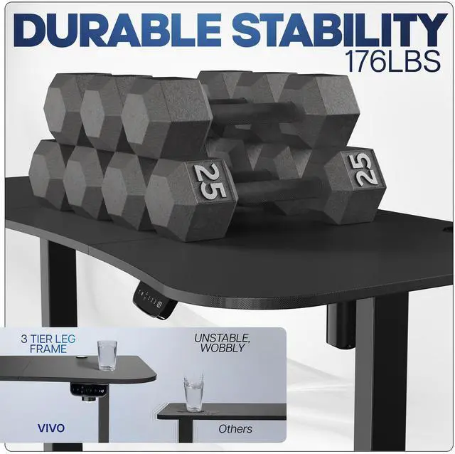 Alt view image 5 of 7 - VIVO Electric 63 x 32 Height Adjustable Stand Up Desk with Black Carbon Fiber Table Top, Black Frame, DESK-KIT-2EBR