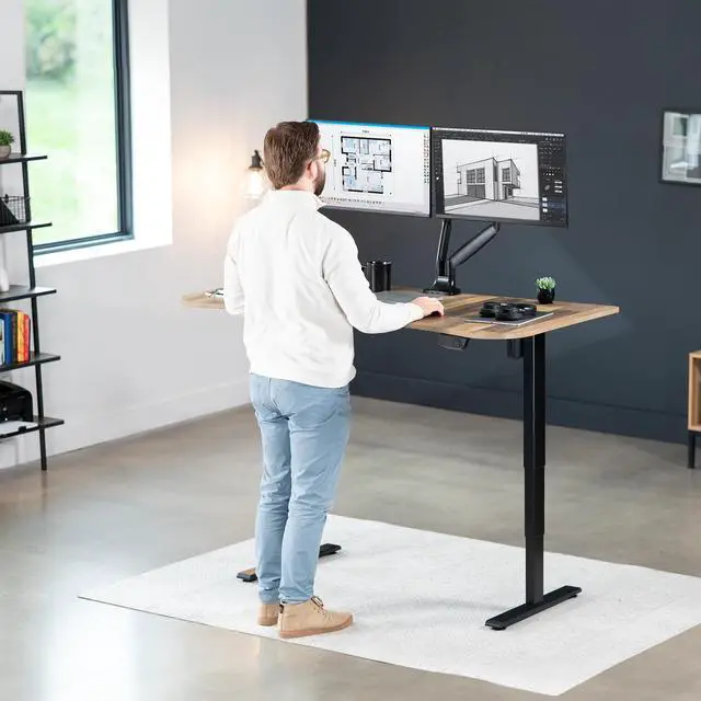 Alt view image 4 of 7 - VIVO Reclaimed Wood / Black 63 x 32 Electric Height Adjustable Stand Up Desk