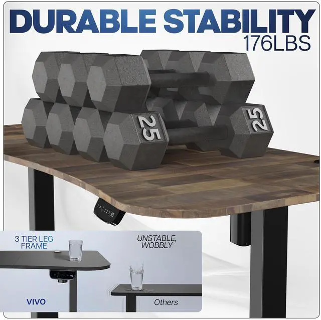 Alt view image 6 of 7 - VIVO Reclaimed Wood / Black 63 x 32 Electric Height Adjustable Stand Up Desk