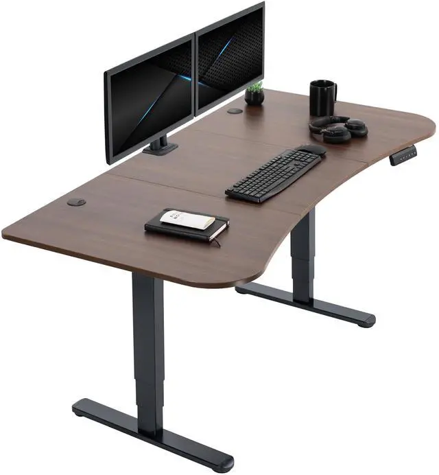 Main image of VIVO Electric 63" x 32" Dual Motor Memory Stand Up Desk, Dark Walnut Table Top, Black Frame, DESK-KIT-2B1D