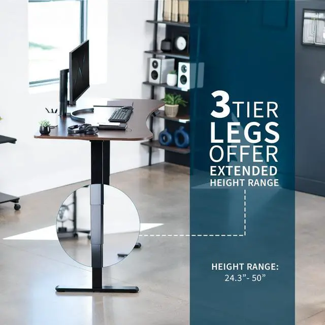 Alt view image 4 of 7 - VIVO Electric 63" x 32" Dual Motor Memory Stand Up Desk, Dark Walnut Table Top, Black Frame, DESK-KIT-2B1D