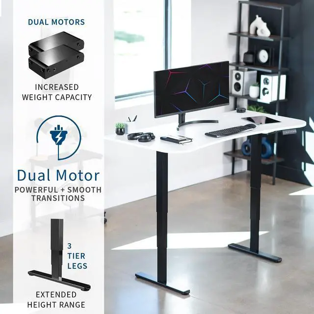 Alt view image 2 of 7 - VIVO Electric 63" x 32" Dual Motor Memory Stand Up Desk, White Table Top, Black Frame, DESK-KIT-2B1W