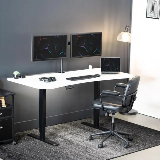 Alt view image 3 of 7 - VIVO Electric 63" x 32" Dual Motor Memory Stand Up Desk, White Table Top, Black Frame, DESK-KIT-2B1W