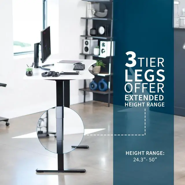 Alt view image 4 of 7 - VIVO Electric 63" x 32" Dual Motor Memory Stand Up Desk, White Table Top, Black Frame, DESK-KIT-2B1W