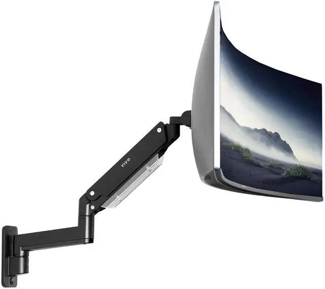 Main image of VIVO Black Premium Aluminum Pneumatic Monitor Arm Wall Mount for Ultrawide Screens up to 49" and 44 lbs, MOUNT-V101G1