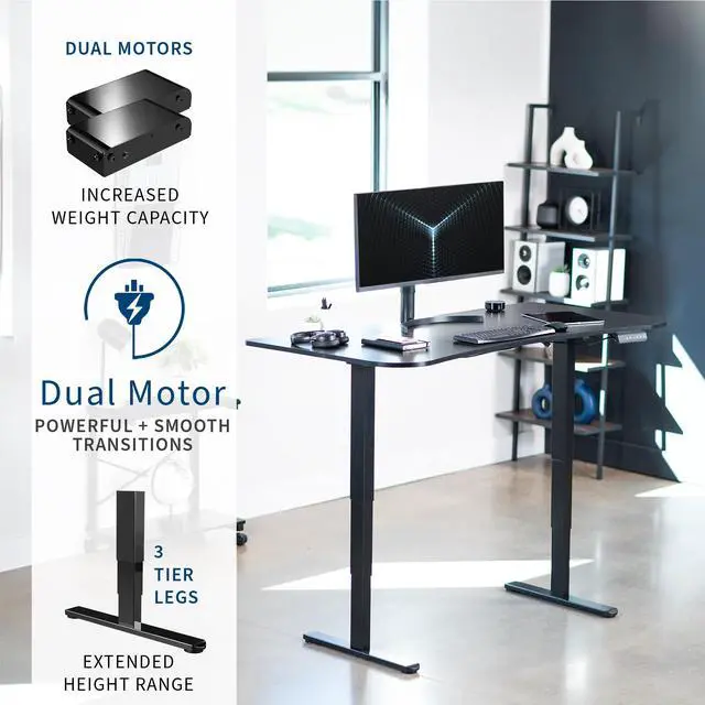 Alt view image 2 of 7 - VIVO Electric 63" x 32" Stand Up Desk, Black Carbon Fiber Top, Black Frame