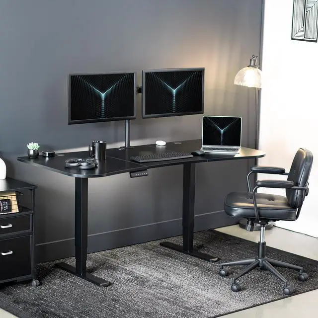 Alt view image 4 of 7 - VIVO Electric 63" x 32" Stand Up Desk, Black Carbon Fiber Top, Black Frame