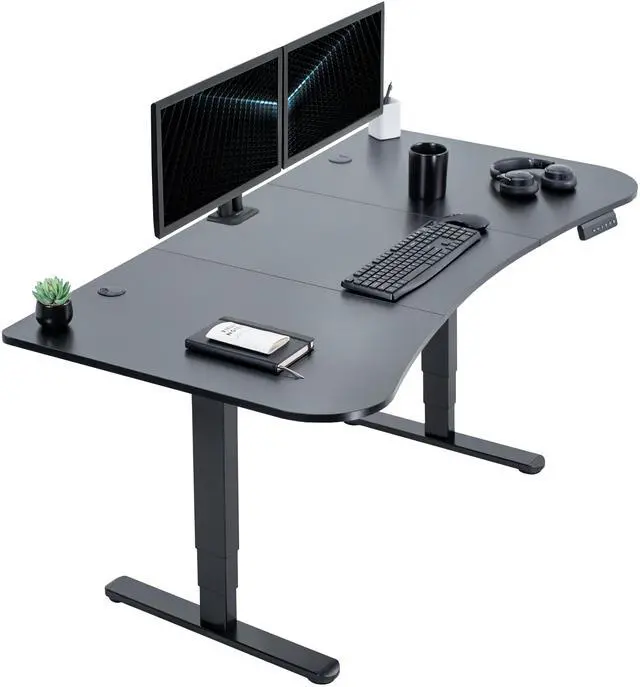 Main image of VIVO Electric 63" x 32" Stand Up Desk, Black Carbon Fiber Top, Black Frame