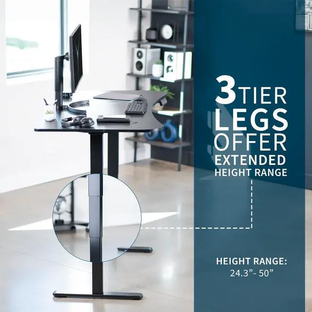 Alt view image 5 of 7 - VIVO Electric 63" x 32" Stand Up Desk, Black Carbon Fiber Top, Black Frame