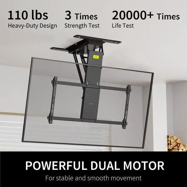 Alt view image 5 of 7 - VIVO Motorized Flip Down Pitched Roof Ceiling TV Mount for 40" to 85" Screen