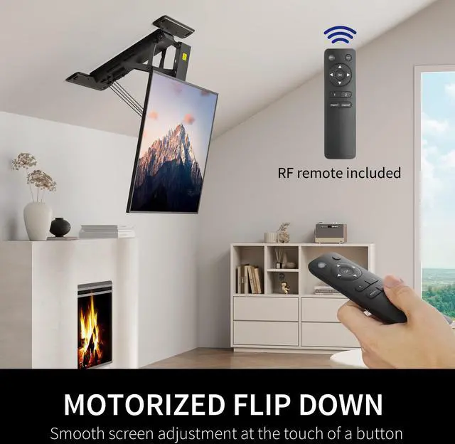 Alt view image 4 of 7 - VIVO Motorized Flip Down Pitched Roof Ceiling TV Mount for 40" to 85" Screen