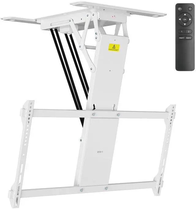 Main image of VIVO White Motorized Flip Down Pitched Roof Ceiling TV Mount for 40" to 85" Screens
