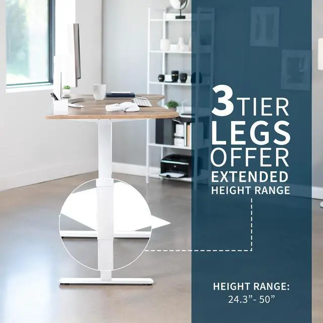 Alt view image 5 of 7 - VIVO Electric 63" x 32" Stand Up Desk, Reclaimed Wood Table Top, White Frame