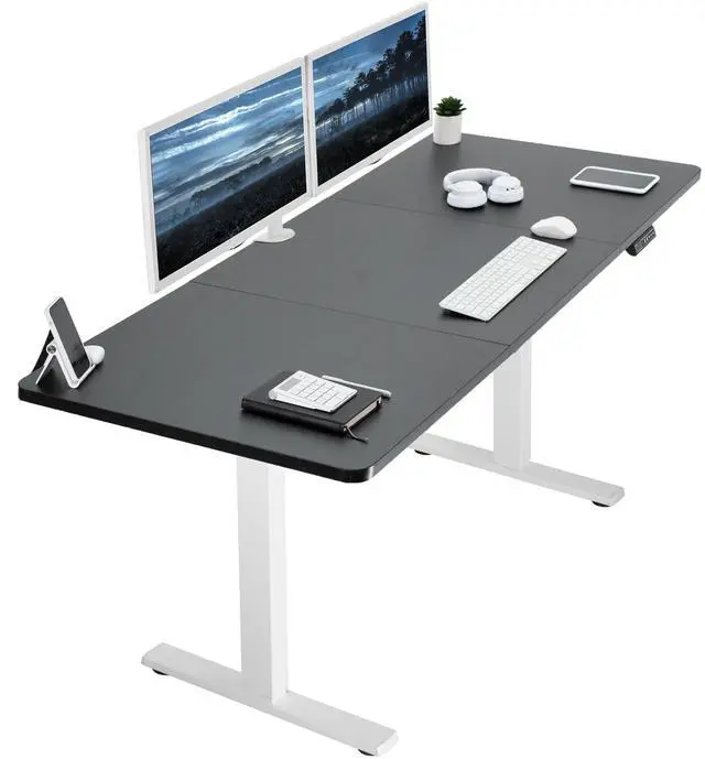 Main image of VIVO Electric 71 x 30 Stand Up Desk Workstation, Black Table Top, White Frame