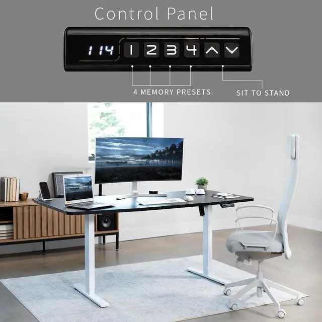 Alt view image 6 of 7 - VIVO Electric 71 x 30 Stand Up Desk Workstation, Black Table Top, White Frame