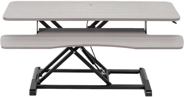 Main image of VIVO Height Adjustable 42" Standing Desk Monitor Riser, Gray Top, Black Frame