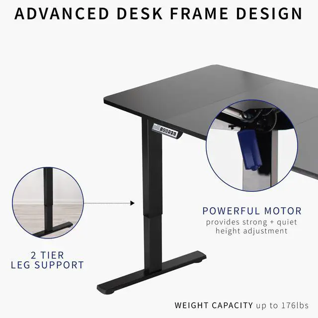 Alt view image 3 of 7 - VIVO Electric 71 x 30 Desk, Black & Rustic Vintage Brown Table Top, White Frame