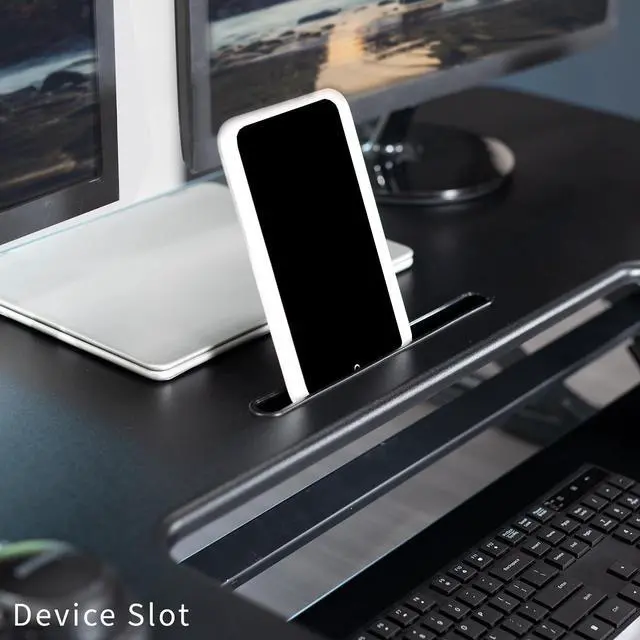 Alt view image 7 of 7 - VIVO Black Height Adjustable Stand up Desk Converter, 48" Sit to Stand Tabletop Monitor Riser (DESK-V048V)