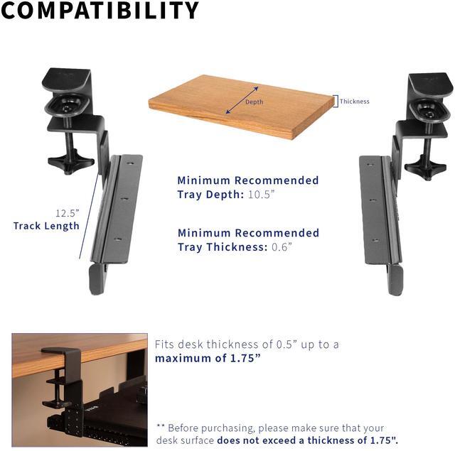 Alt view image 3 of 7 - VIVO Height Adjustable Under Desk Clamp & 12" Rail Set for DIY Wooden Keyboard Trays (Tray Not Included) (MOUNT-RAIL02H)