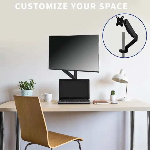 Alt view image 2 of 7 - VIVO Universal Pneumatic Pole Mount Monitor Arm with VESA Bracket, Fits 17" to 32" Screens (MOUNT-POLE05O)