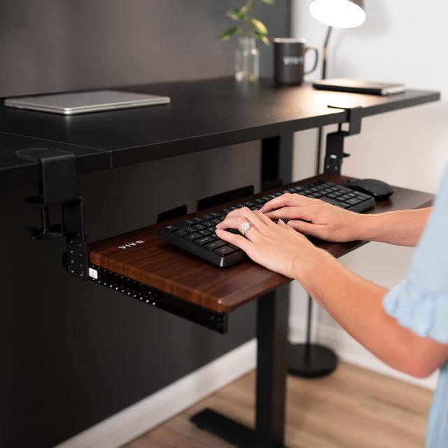 Alt view image 7 of 7 - VIVO Height Adjustable Under Desk Clamp & 12" Rail Set for DIY Wooden Keyboard Trays (Tray Not Included) (MOUNT-RAIL02H)